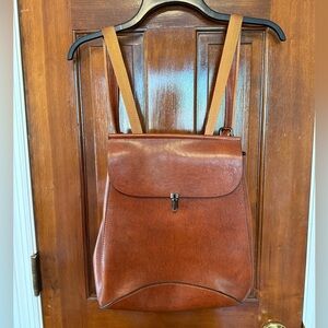 Brown Faux Leather Backpack